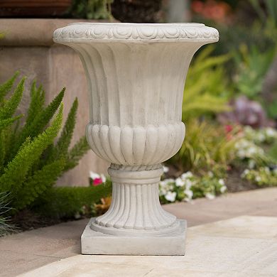 Italian Urn Planter Antique White Magnesium Oxide Garden Urn for Indoor/Outdoor