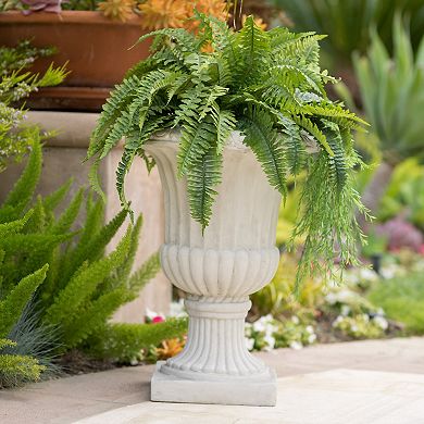 Italian Urn Planter Antique White Magnesium Oxide Garden Urn for Indoor/Outdoor