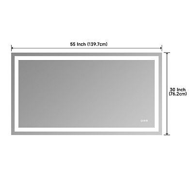 Frameless LED Bathroom Vanity Mirror with Anti-Fog, Dimmable Lights