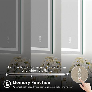 Frameless LED Bathroom Vanity Mirror with Anti-Fog, Dimmable Lights