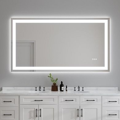Frameless LED Bathroom Vanity Mirror with Anti-Fog, Dimmable Lights