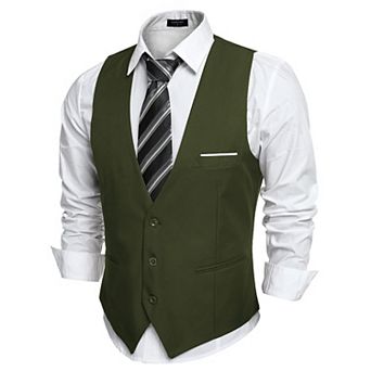 COOFANDY Men' Casual Business Suit Vest Lightweight Slim Fit Formal Dress Waistcoat Vest