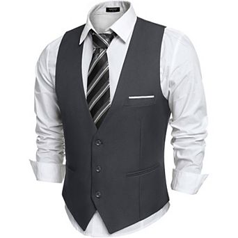COOFANDY Men' Suit Vest Slim Fit Formal Dress Waistcoat Casual Business Vests for Suit or Tuxedo