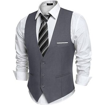 COOFANDY Men' Casual Business Suit Vest Lightweight Slim Fit Formal Dress Waistcoat Vest