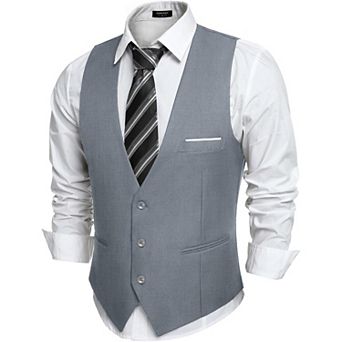 COOFANDY Men' Casual Business Suit Vest Lightweight Slim Fit Formal Dress Waistcoat Vest