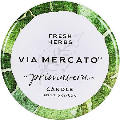 Via Mercato Primavera Spring Collection Mini Candle, Fresh Herb