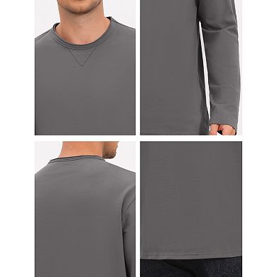 Men's Cotton T-Shirts Long Sleeve Crewneck Lightweight Pullover T-Shirt