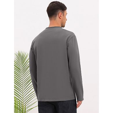Men's Cotton T-Shirts Long Sleeve Crewneck Lightweight Pullover T-Shirt