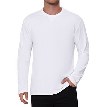 Men's Cotton T-Shirts Long Sleeve Crewneck Lightweight Pullover T-Shirt