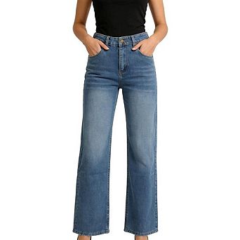 Straight Leg Jeans for Women High Waisted Wide Leg Loose Stretchy Y2K Denim Pants Baggy Jeans