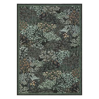 Modern Botanical Area Rug Machine Washable Low Pile Pet Friendly Foldable Floor Cover for Bedroom