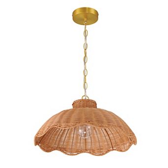 Hello Honey Scalloped Rattan Pendant Lighting, Natural