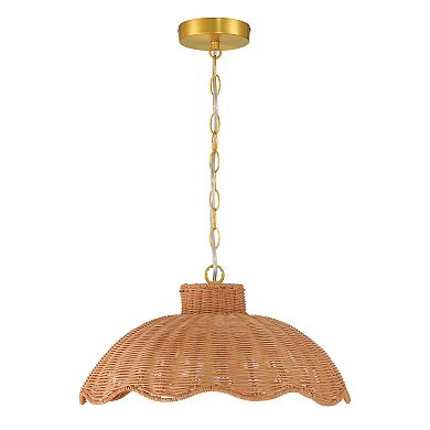 Hello Honey Scalloped Rattan Pendant Lighting, Natural