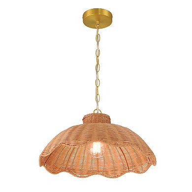 Hello Honey Scalloped Rattan Pendant Lighting, Natural