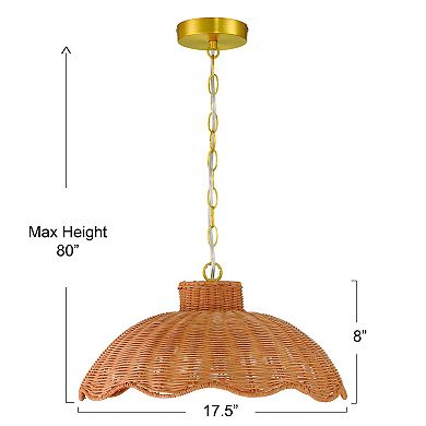 Hello Honey Scalloped Rattan Pendant Lighting, Natural