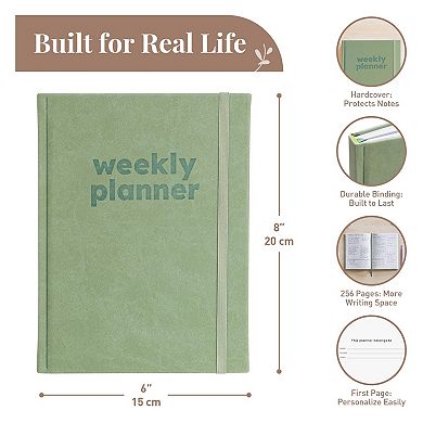Rileys Undated Daily Planner 8 x 6 in, Agenda Book, Journal with Goal & Habit Tracker