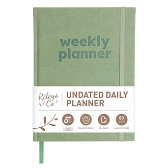 Rileys Undated Daily Planner 8 x 6 in Agenda Book, Journal with Goal & Habit Tracker