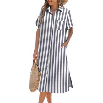Zeagoo Womens Summer Dress Short Sleeve Casual Summer Sunress Tunic Dress Cover up with Pockets