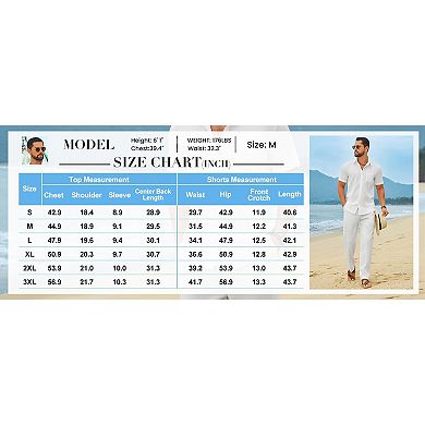 COOFANDY Men' Linen Sets 2 Piece Outfits Casual Short Sleeve Button Down Shirts and Pants Summer