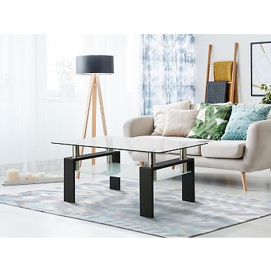 Modern Rectangle Clear Glass Coffee Table