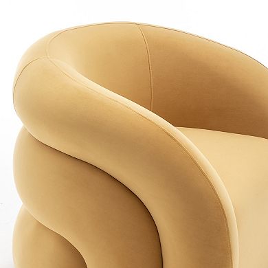 SEYNAR Modern Glam Velvet 360 Degree Swivel Accent Armchair with Tufted Back