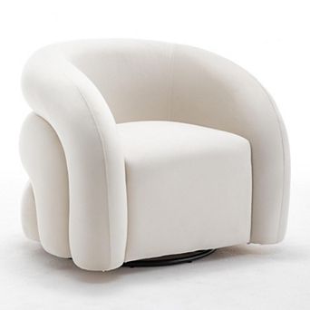 SEYNAR Modern Glam Velvet 360 Degree Swivel Accent Armchair with Tufted Back