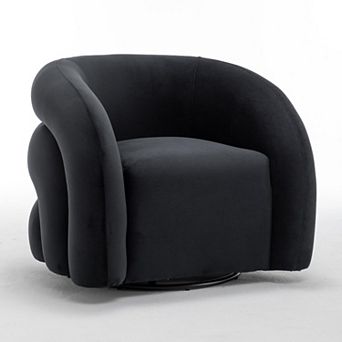 SEYNAR Modern Glam Velvet 360 Degree Swivel Accent Armchair with Tufted Back