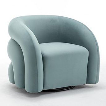 SEYNAR Modern Glam Velvet 360 Degree Swivel Accent Armchair with Tufted Back
