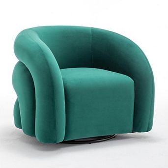 SEYNAR Modern Glam Velvet 360 Degree Swivel Accent Armchair with Tufted Back