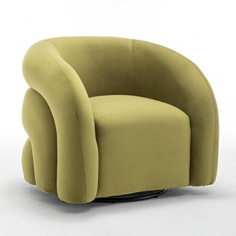 SEYNAR Modern Glam Velvet 360 Degree Swivel Accent Armchair with Tufted Back