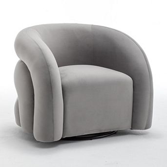 SEYNAR Modern Glam Velvet 360 Degree Swivel Accent Armchair with Tufted Back