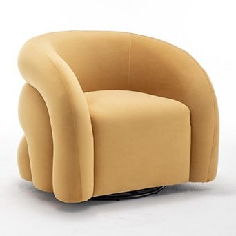 SEYNAR Modern Glam Velvet 360 Degree Swivel Accent Armchair with Tufted Back