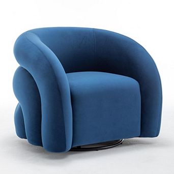 SEYNAR Modern Glam Velvet 360 Degree Swivel Accent Armchair with Tufted Back