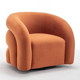 SEYNAR Modern Glam Velvet 360 Degree Swivel Accent Armchair with Tufted Back
