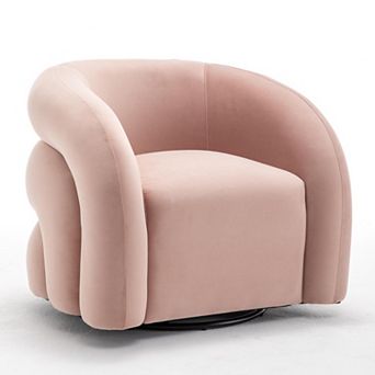 SEYNAR Modern Glam Velvet 360 Degree Swivel Accent Armchair with Tufted Back