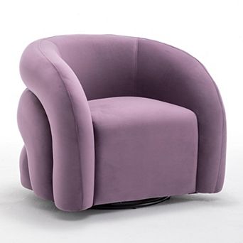 SEYNAR Modern Glam Velvet 360 Degree Swivel Accent Armchair with Tufted Back