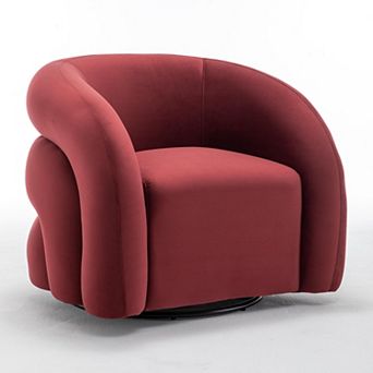 SEYNAR Modern Glam Velvet 360 Degree Swivel Accent Armchair with Tufted Back