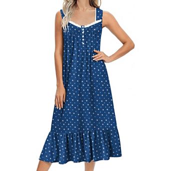 Ekouaer Nightgowns for Women Long Sleeveless Night Gown Victorian Nightdress Button Sleepshirt Soft