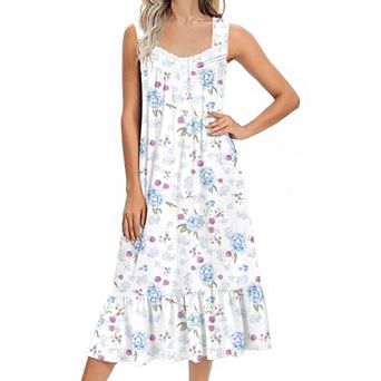 Ekouaer Nightgowns for Women Long Sleeveless Night Gown Victorian Nightdress Button Sleepshirt Soft