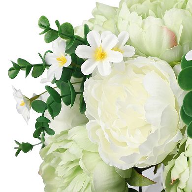 Artificial Peonies in Vase with Faux Water, Silk Peony Flower Bouquet for Spring Table Centerpieces