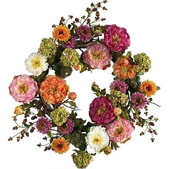 Artificial Peony Wreath Faux Floral Door for Indoor Entryway