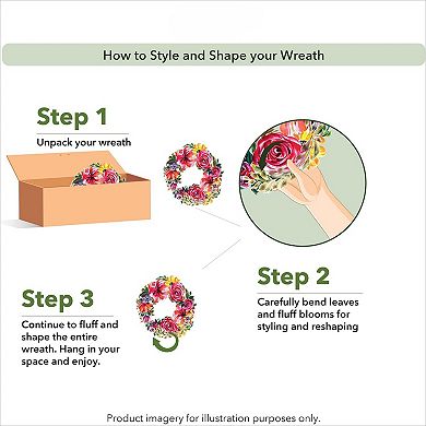 Artificial Peony Wreath Faux Floral Door for Indoor Entryway