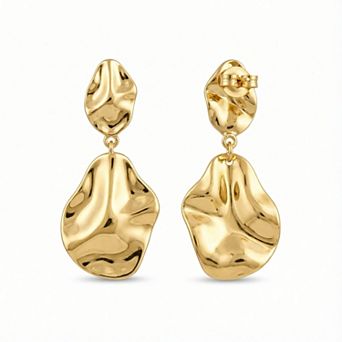 The Collective by DBJ Sculpted Drop Earrings in Gold Finished Brass