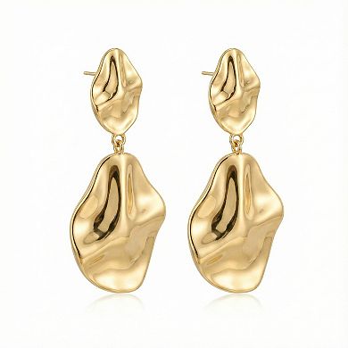 The Collective by DBJ Sculpted Drop Earrings in Gold Finished Brass