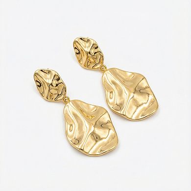 The Collective by DBJ Sculpted Drop Earrings in Gold Finished Brass