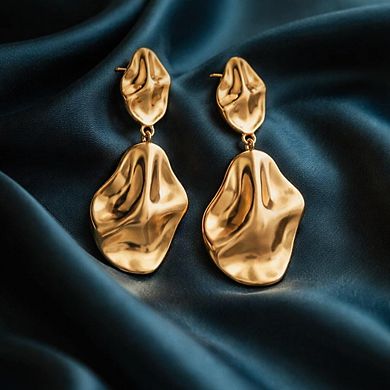 The Collective by DBJ Sculpted Drop Earrings in Gold Finished Brass