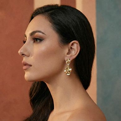 The Collective by DBJ Sculpted Drop Earrings in Gold Finished Brass