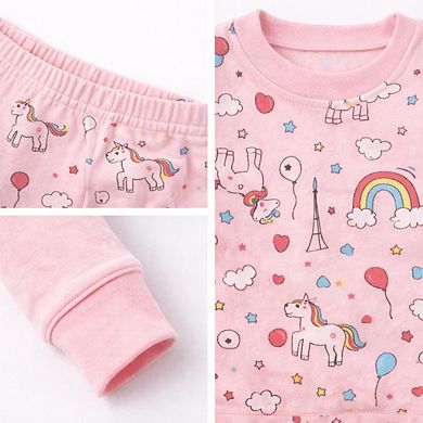 Kids Girls Rainbows Hearts 2-Pack Pajamas Snug Fit PJs Long Sleeve