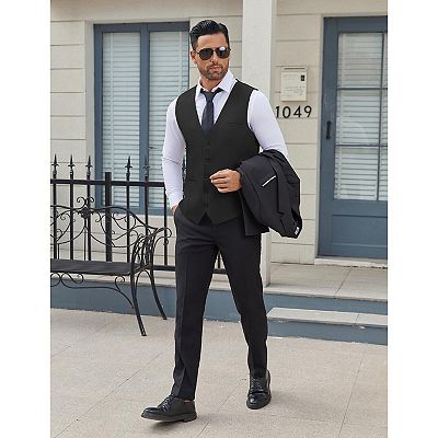 mens dress vest slim fit Men's Single Breasted Stylish Plain Vest Solid Slim Fit Prom Waistcoat –  MOGU SUIT