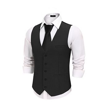 COOFANDY Men' Business Suit Vest Slim Fit Formal Dress Vest Lightweight Casual Waistcoat